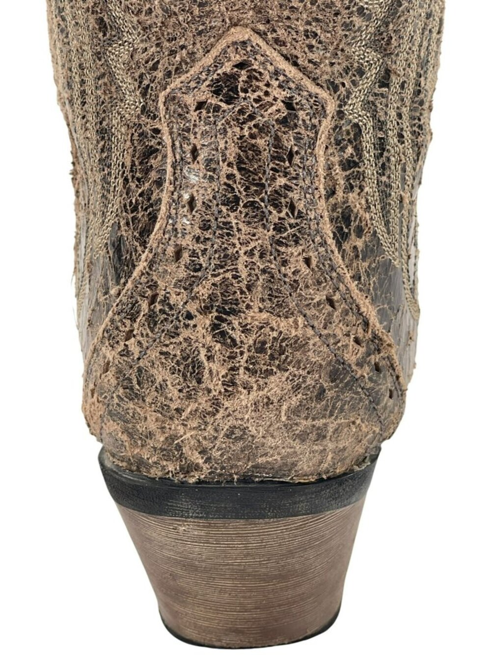 Ariat Brown Distressed Crackle Leather Western Boots Embroidered Women's Sz 8B - Picture 9 of 12